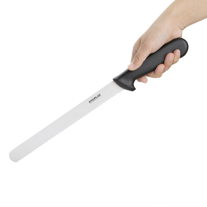 Couteau à trancher denté Hygiplas noir 248mm - Hygiplas - C579