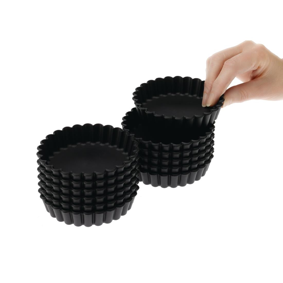 Moules à tartelette ronds cannelés Exoglass Matfer Bourgeat 100mm (lot de 12) - Matfer Bourgeat - DN955