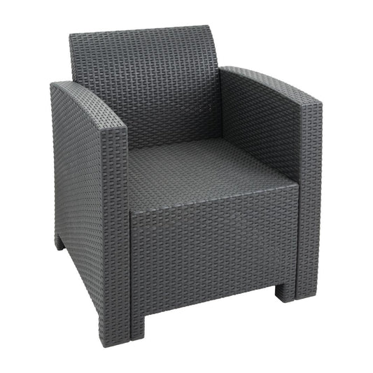 Ensemble fauteuils et table en rotin PP Bolero gris - Bolero - DR309