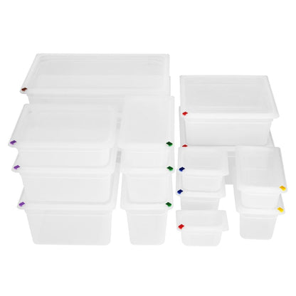 Bacs PP Hygiplas Click GN 1/2 avec couvercles et 7 clips de couleur 150mm 8,9L (lot de 4) - Hygiplas - FZ090