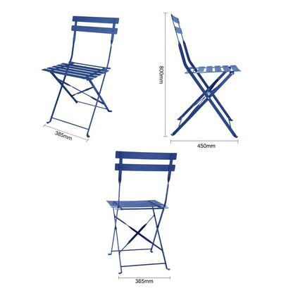 Chaises de terrasse pliantes Bolero Perth bleu marine foncé (lot de 2) - Bolero - FU541