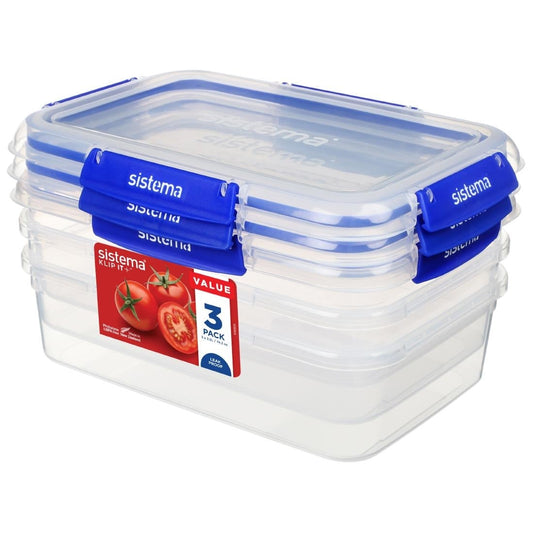 Boîtes alimentaires rectangulaires Sistema Klip It Plus 2L (lot de 3) - Sistema - CH257