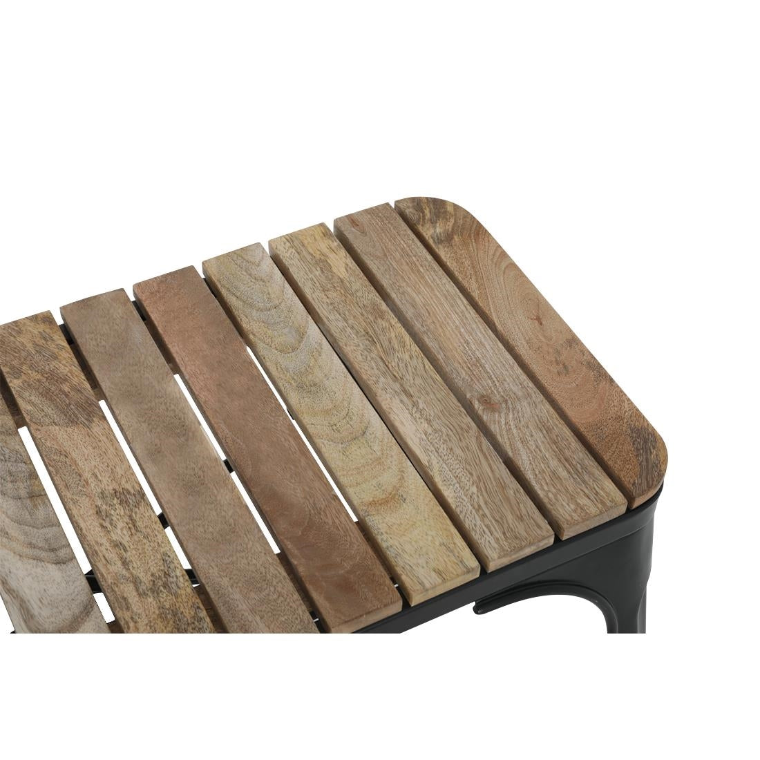 Banc d'intérieur à lattes en bois de manguier et cadre noir Bolero Bistro 850 mm (lot de 2) - Bolero - HZ816