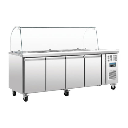 Comptoir de préparation réfrigéré GN avec pare-haleine Polar Série U 4 portes - Polar - CT395