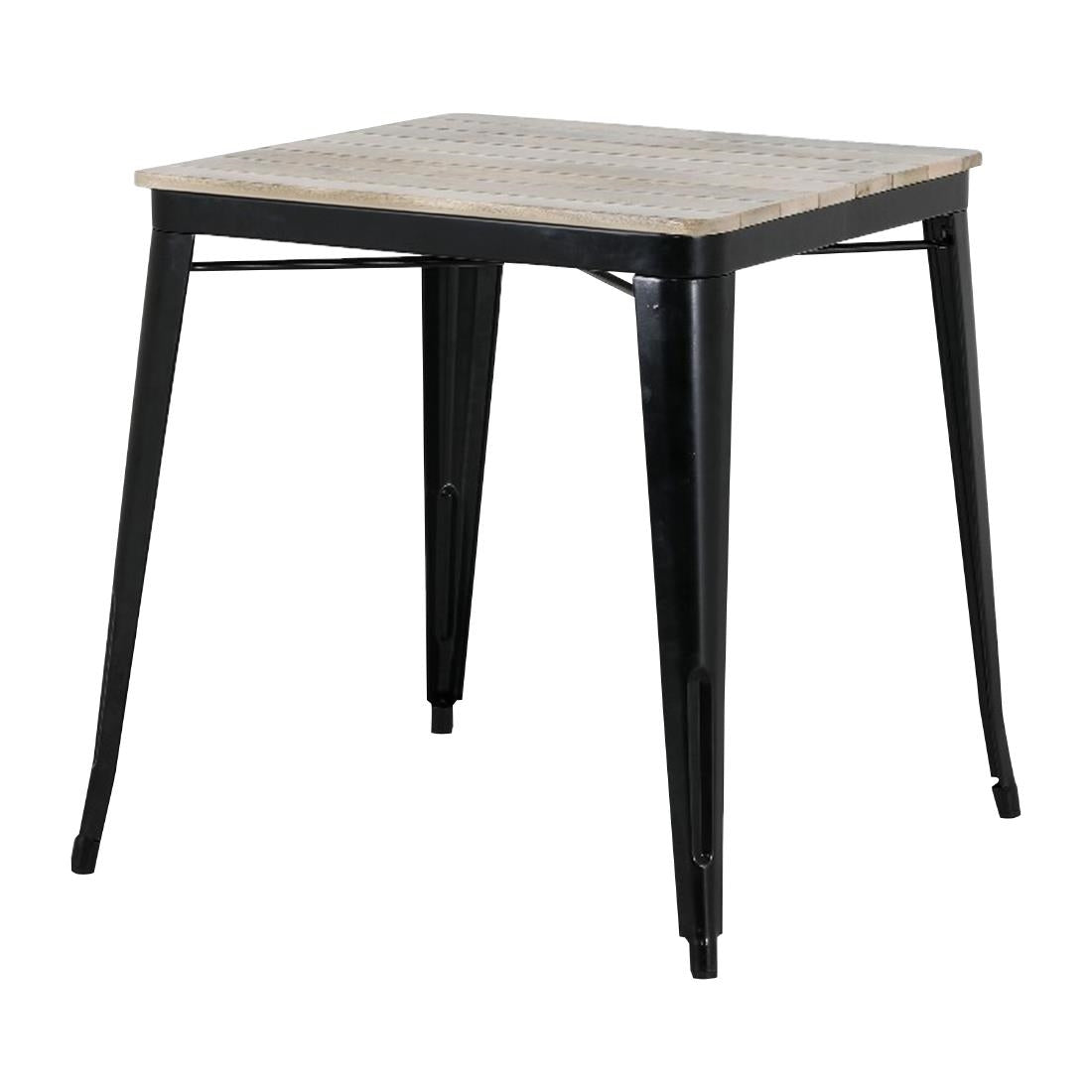 Table à manger à plateau à lattes en bois de manguier et piètement noir Bolero Bistro 650 mm - Bolero - HZ812