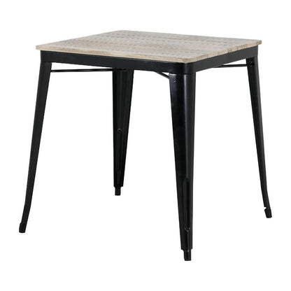 Table à manger à plateau à lattes en bois de manguier et piètement noir Bolero Bistro 650 mm - Bolero - HZ812