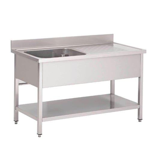 Plonge inox avec étagère basse Gastro M 1 bac à gauche 120 x 70 x 85 cm - Gastro M - GN200