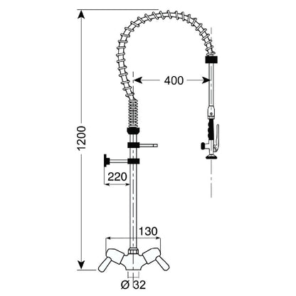 Douchette avec puisage grand modèle monotrou Gastro M - Gastro M - CY795
