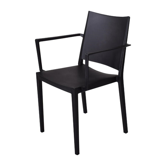 Fauteuils d'extérieur en polypropylène empilables Florence noirs (lot de 4) - Mebu - FW574