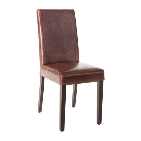 Chaise dossier haut en simili cuir Bolero marron foncé patiné (lot de 2) - Bolero - GR369
