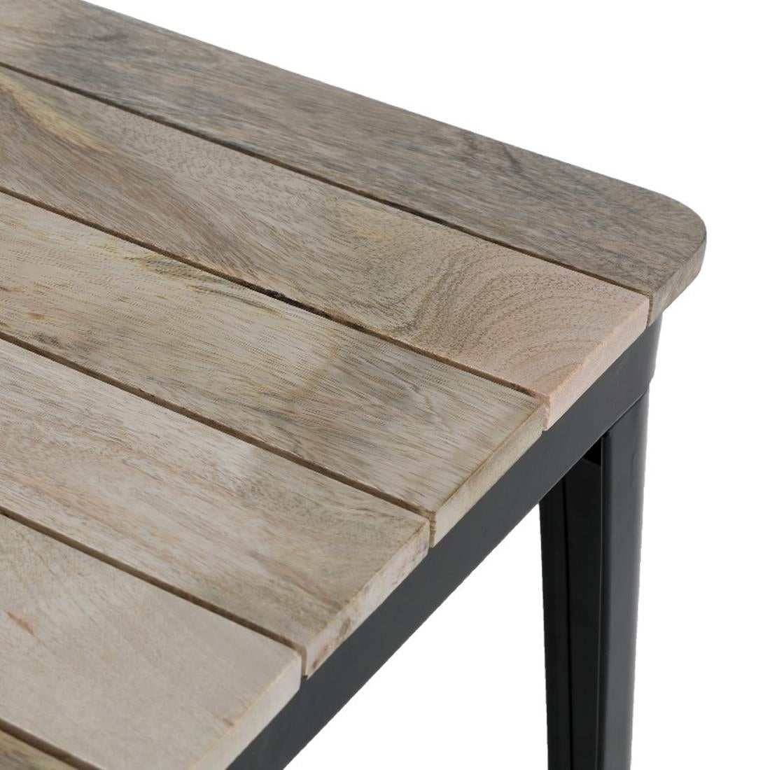 Table à manger à plateau à lattes en bois de manguier et piètement noir Bolero Bistro 650 mm - Bolero - HZ812