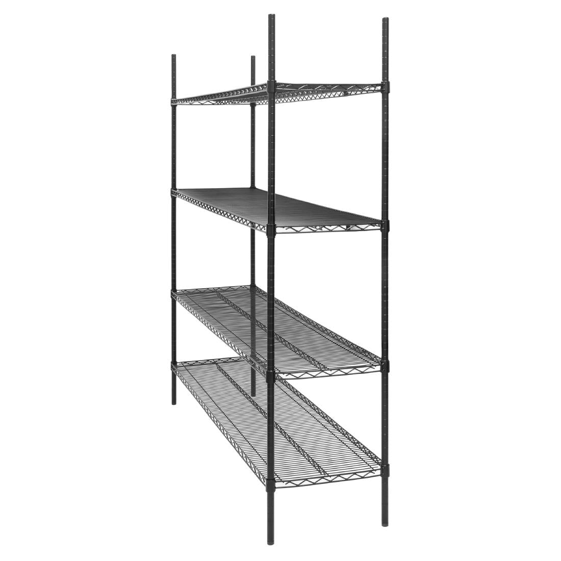 Rayonnage 4 niveaux revêtement époxy noir Nisbets Essentials 1830x1820x460mm - Nisbets Essentials - JE363
