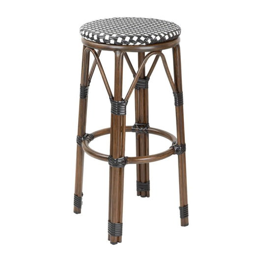 Tabourets de bar en rotin PE style parisien Bolero bois foncé noirs (lot de 2) - Bolero - HZ146
