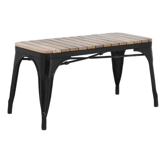 Banc d'intérieur à lattes en bois de manguier et cadre noir Bolero Bistro 850 mm (lot de 2) - Bolero - HZ816
