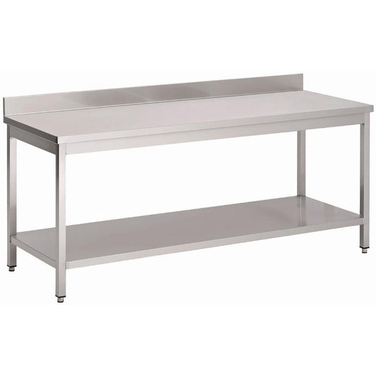Table inox avec étagère basse et dosseret Gastro M 1000 x 700 x 890mm - Gastro M - GN131