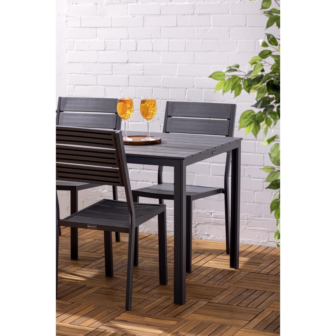 Table d'extérieur à lattes Bolero Valletta grise 1560mm - Bolero - HZ020
