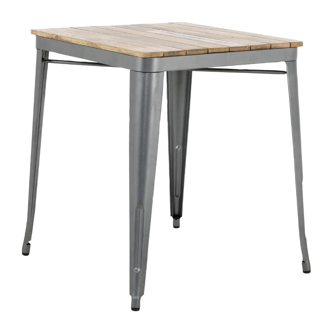 Table à manger à plateau à lattes en bois de manguier et piètement gris acier Bolero Bistro 650 mm - Bolero - HZ813