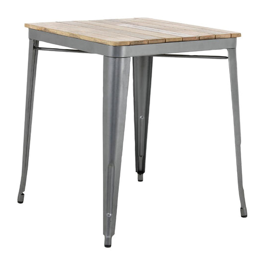 Table à manger à plateau à lattes en bois de manguier et piètement gris acier Bolero Bistro 650 mm - Bolero - HZ813
