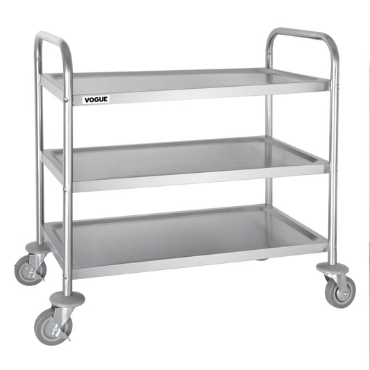 Chariot de débarrassage medium en inox Vogue 3 niveaux - Vogue - F994