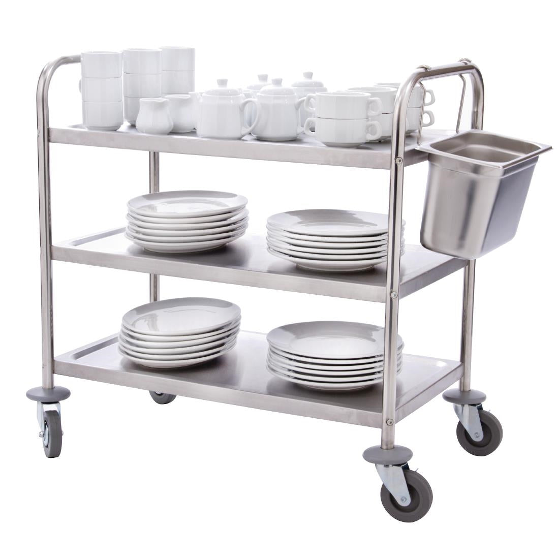 Grand chariot de débarrassage en inox Vogue 3 niveaux - Vogue - F995