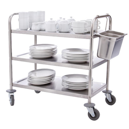 Grand chariot de débarrassage en inox Vogue 3 niveaux - Vogue - F995