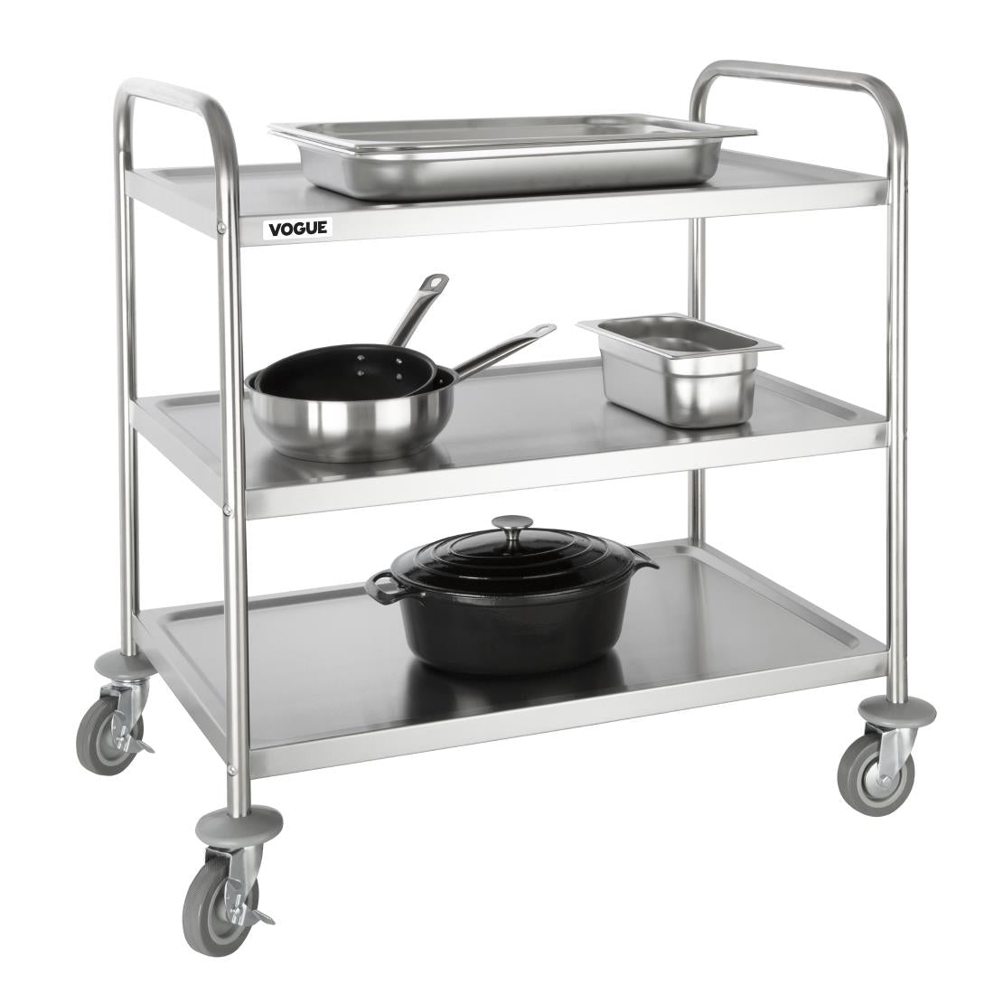 Grand chariot de débarrassage en inox Vogue 3 niveaux - Vogue - F995