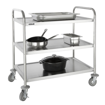 Grand chariot de débarrassage en inox Vogue 3 niveaux - Vogue - F995