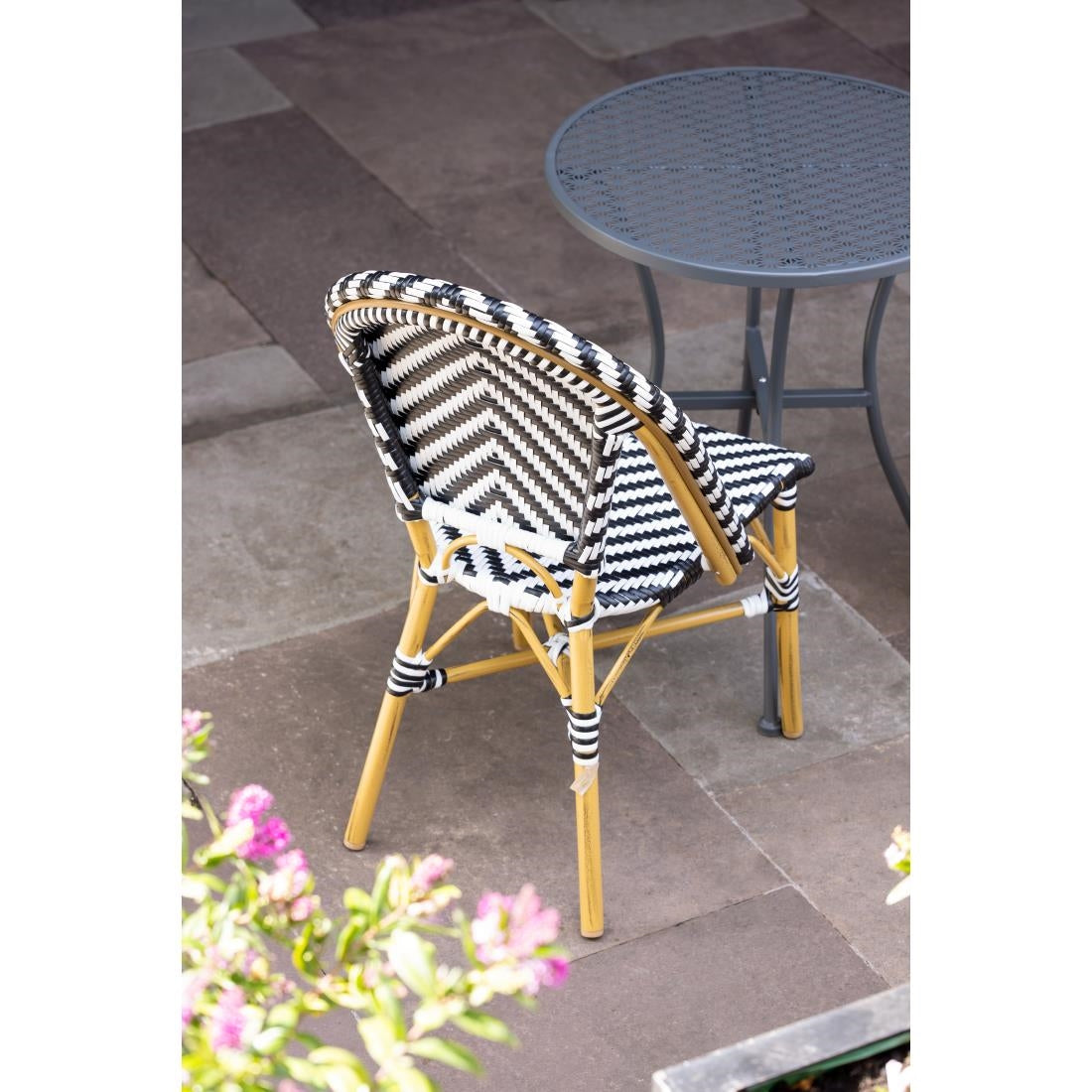Chaises style parisien en rotin PE Bolero noires (lot de 2) - Bolero - CH111