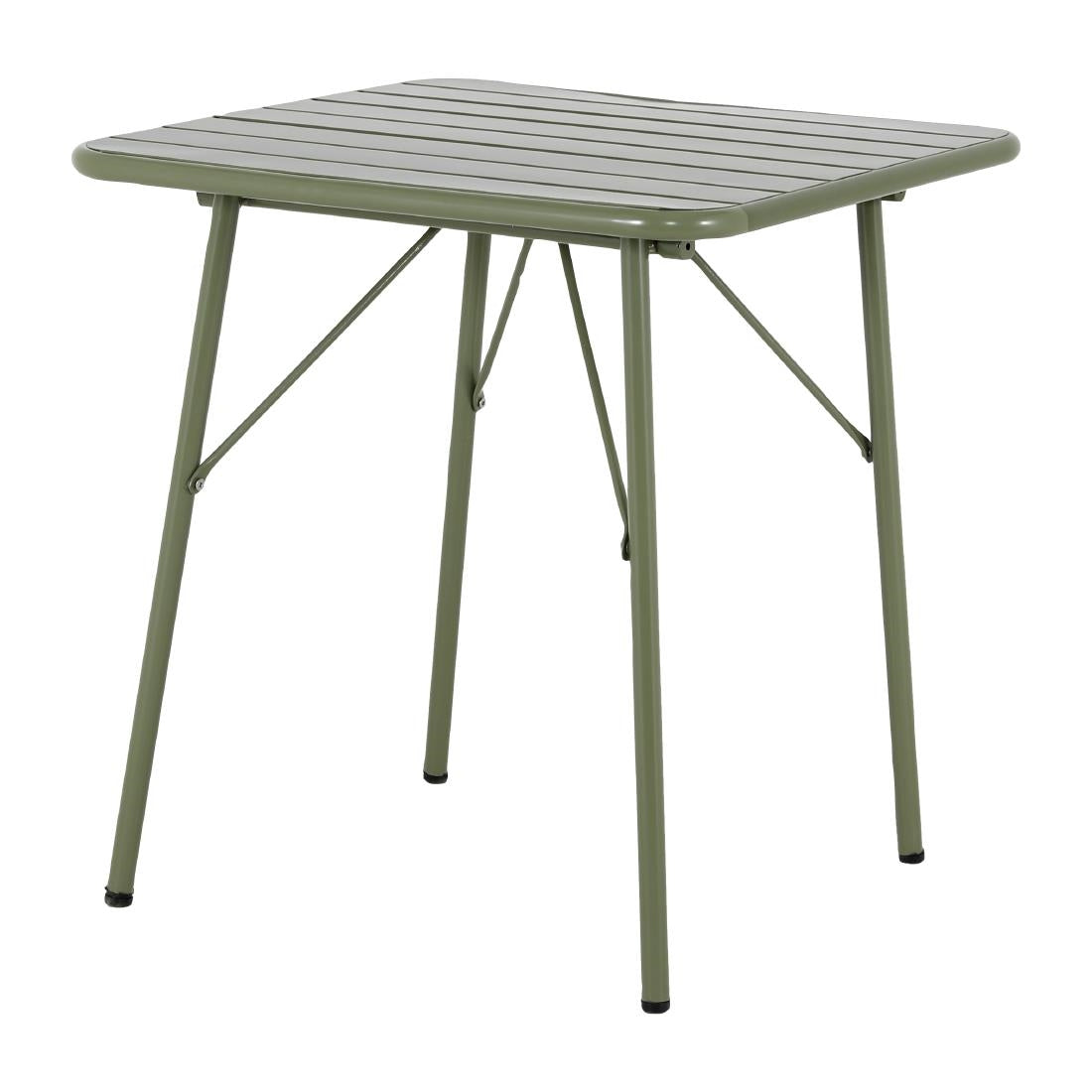 Table pliante à lattes carrée en acier Bolero Amalfi 700 mm vert olive - Bolero - HZ820
