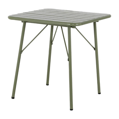 Table pliante à lattes carrée en acier Bolero Amalfi 700 mm vert olive - Bolero - HZ820