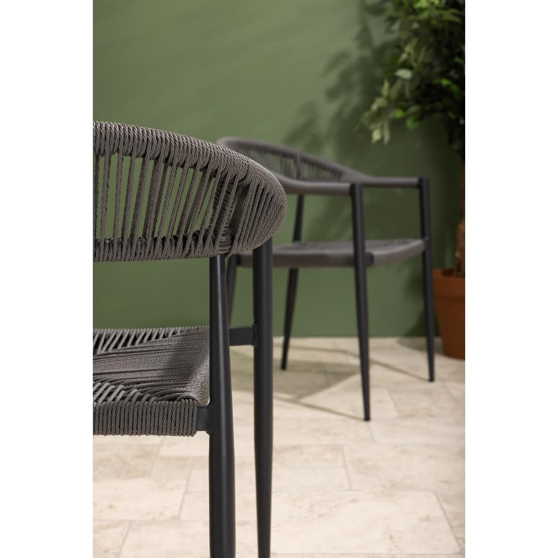 Fauteuils d'extérieur en rotin PE tressé Bolero Eden anthracite (lot de 4) - Bolero - HZ590