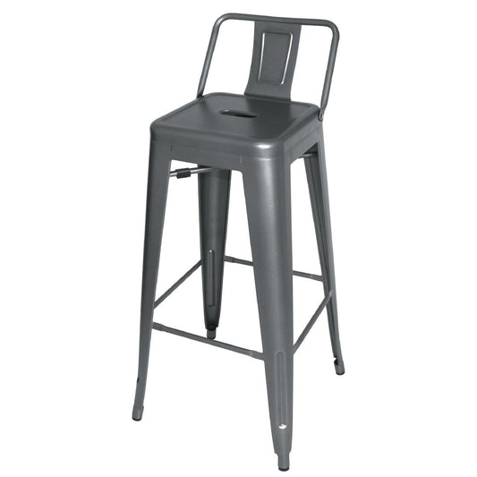 Tabourets hauts en acier gris métal avec dossier Bolero Bistro (lot de 4) - Bolero - DM935