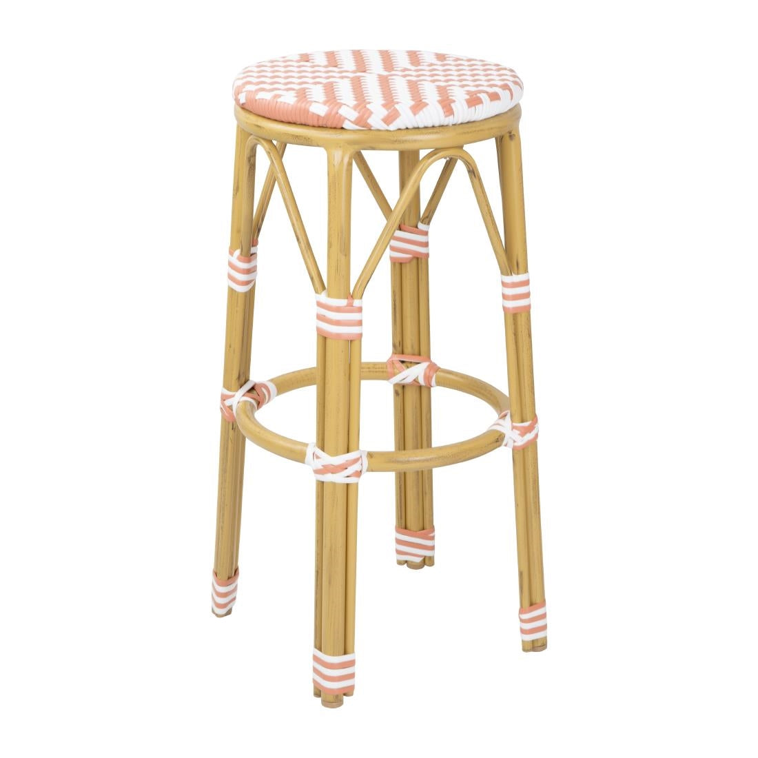 Tabourets de bar en rotin PE style parisien Bolero corail (lot de 2) - Bolero - HZ143