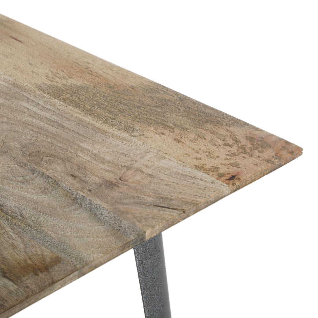 Table à manger avec plateau en bois de manguier lisse et piètement gris acier Bolero Bistro 1450 mm - Bolero - HZ809