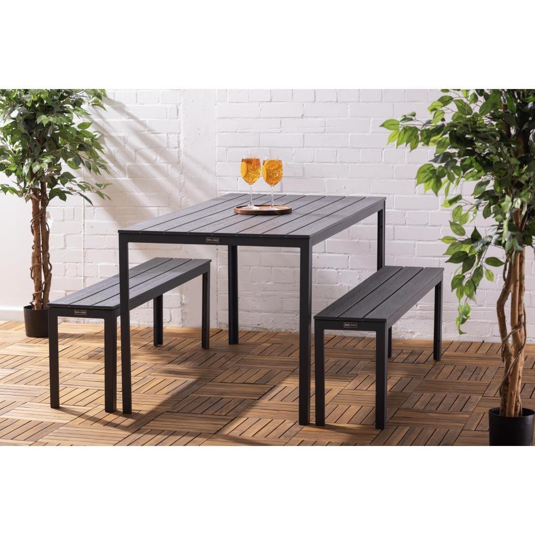 Table d'extérieur à lattes Bolero Valletta grise 1560mm - Bolero - HZ020