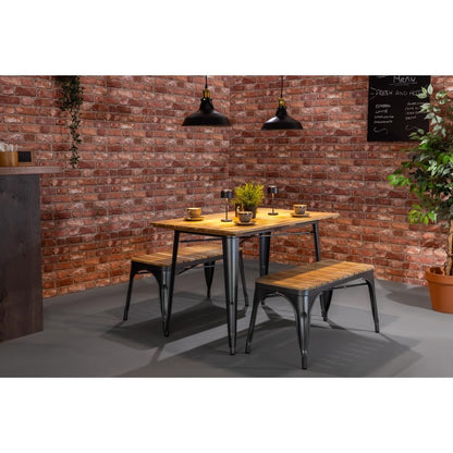 Banc d'intérieur à lattes en bois de manguier et cadre gris acier Bolero Bistro 850 mm (lot de 2) - Bolero - HZ817