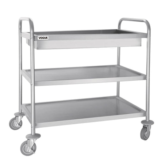 Chariot de débarrassage inox à plateau profond Vogue 3 niveaux - Vogue - CC365