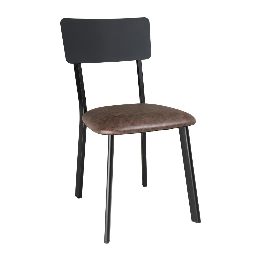 Chaises en metal assise PU moka vintage Bolero (lot de 4) - Bolero - DR301