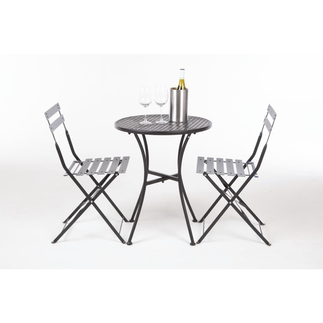 Table bistro ronde en acier ajouré Bolero noire 600mm - Bolero - GG705