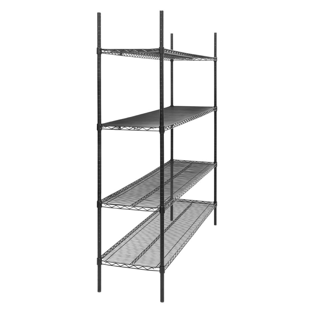 Rayonnage 4 niveaux revêtement époxy noir Nisbets Essentials 1830x1820x460mm - Nisbets Essentials - JE363