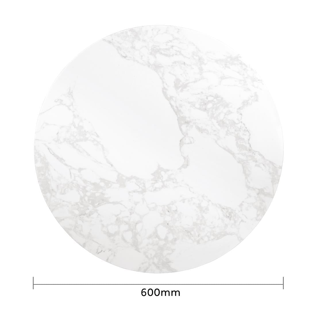 Plateau de table rond effet marbre Bolero blanc 600mm - Bolero - DC300