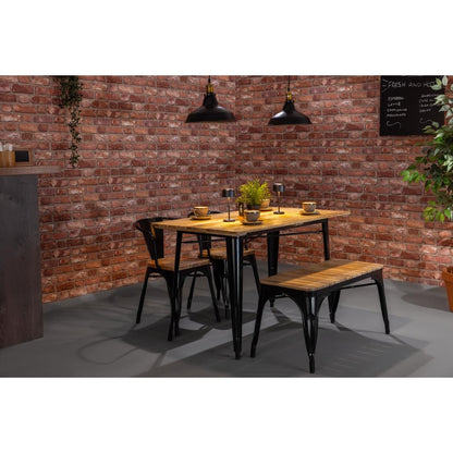 Banc d'intérieur à lattes en bois de manguier et cadre noir Bolero Bistro 850 mm (lot de 2) - Bolero - HZ816