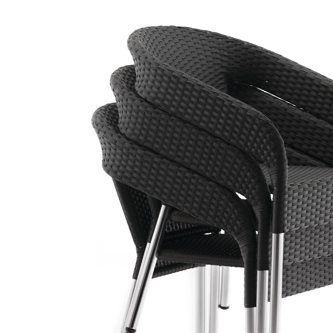 Fauteuils enveloppants bistro en rotin PE anthracite Bolero (lot de 4) - Bolero - CG223
