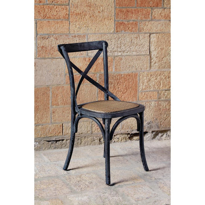 Chaises en bois patiné avec dossier croisé Bolero noires (lot de 2) - Bolero - GG654