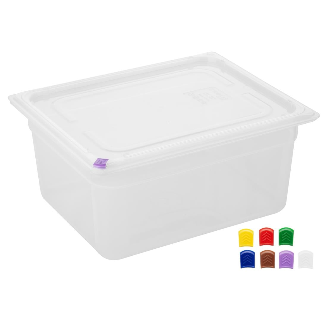 Bacs PP Hygiplas Click GN 1/2 avec couvercles et 7 clips de couleur 150mm 8,9L (lot de 4) - Hygiplas - FZ090