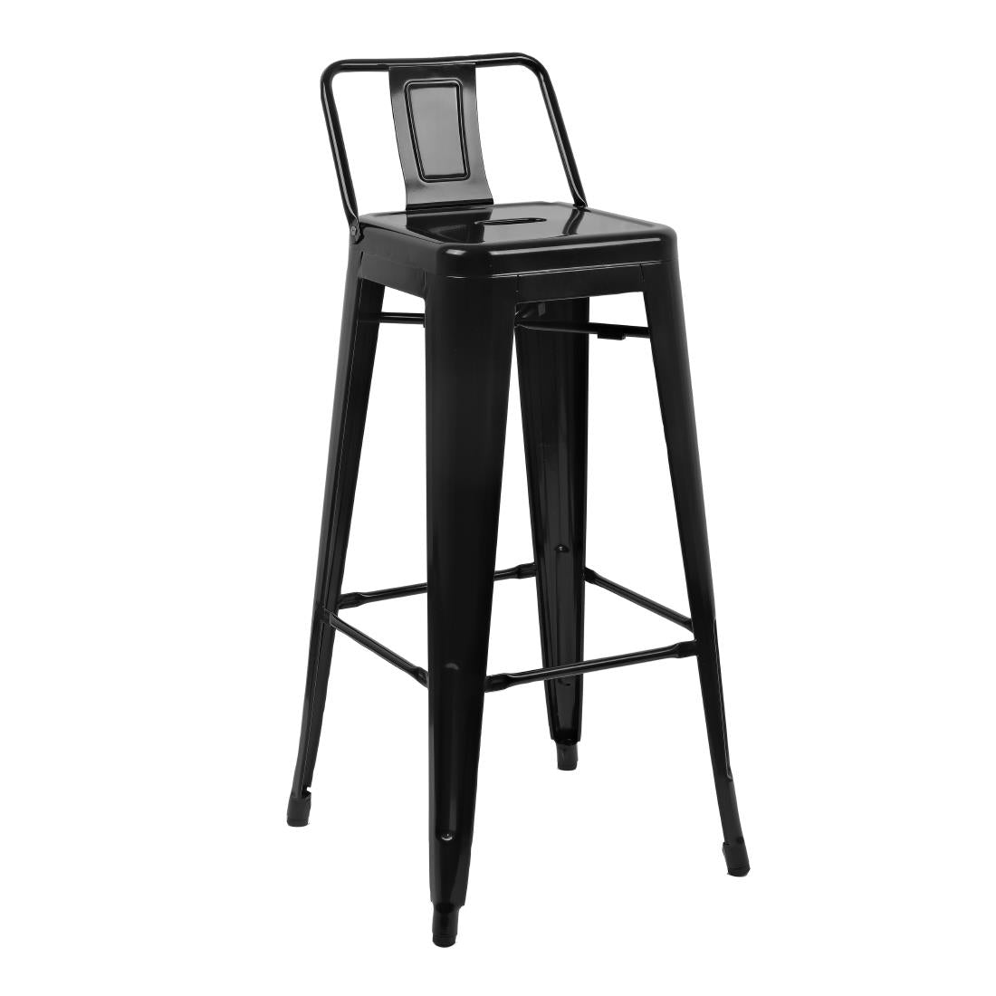 Tabourets hauts en acier noir avec dossier Bolero Bistro (lot de 4) - Bolero - DL882