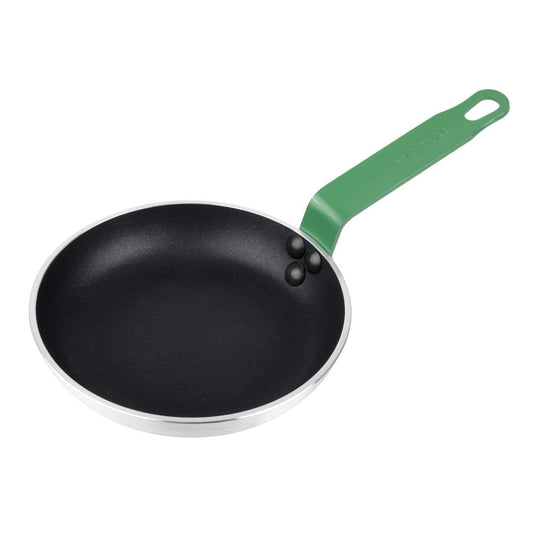 Poêle aluminium antiadhésive Teflon Platinum Plus Hygiplas avec manche vert 200mm - Hygiplas - FB470