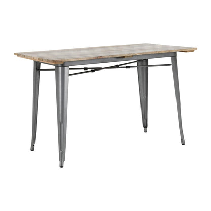 Table à manger à plateau à lattes en bois de manguier et piètement gris acier Bolero Bistro 1200 mm - Bolero - HZ811