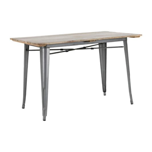Table à manger à plateau à lattes en bois de manguier et piètement gris acier Bolero Bistro 1200 mm - Bolero - HZ811