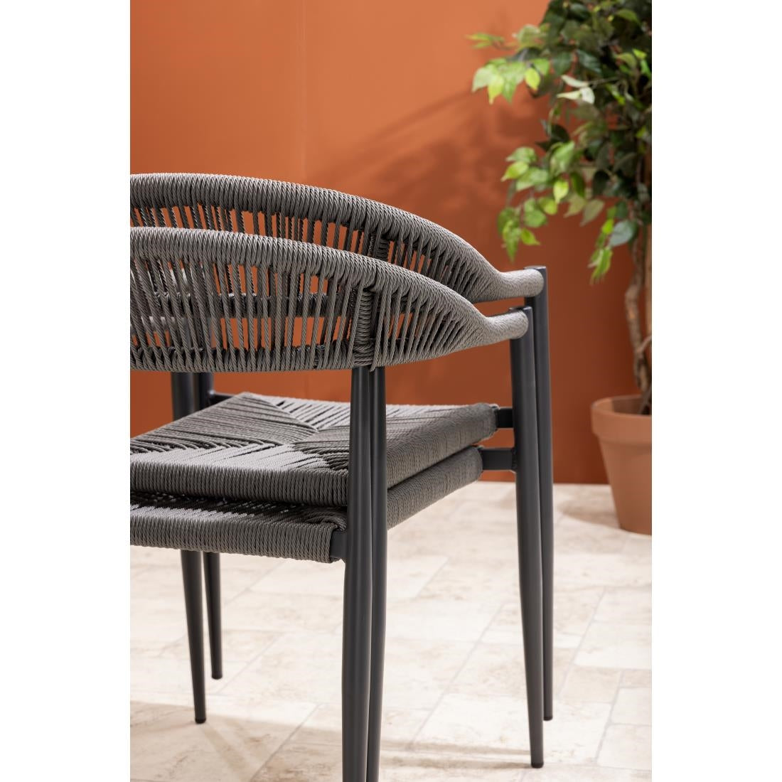 Fauteuils d'extérieur en rotin PE tressé Bolero Eden anthracite (lot de 4) - Bolero - HZ590